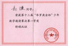 第十三屆“華羅庚金杯”少年數學邀請賽獲獎名單