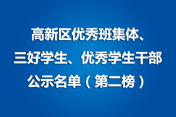美視學(xué)校IB—PYP 高新區(qū)優(yōu)秀班集體、三好學(xué)生、優(yōu)秀學(xué)生干部 公示名單（第二榜）