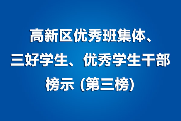 中國部·中學(xué)高新區(qū)優(yōu)秀班集體、三好學(xué)生、優(yōu)秀學(xué)生干部榜示(第三榜)