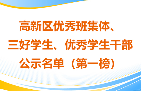 高新區優秀班集體、三好學生、優秀學生干部 公示名單（第一榜）